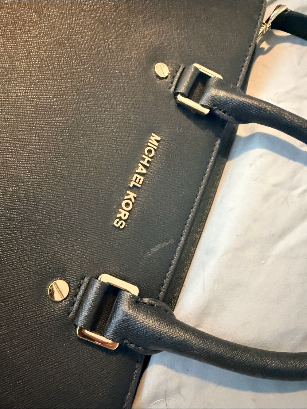 Michael Kors Black Saffiano Leather Tote with Gold Hardware - Picture 9 of 10